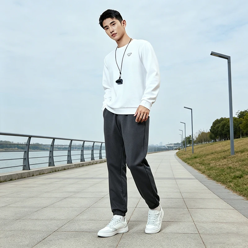 QIAODAN Men Training Jogger Pants 2026 Spring Black Quick Dry Breathable Loose Fit Sport Trousers with Pocket QXEYK3253118AR