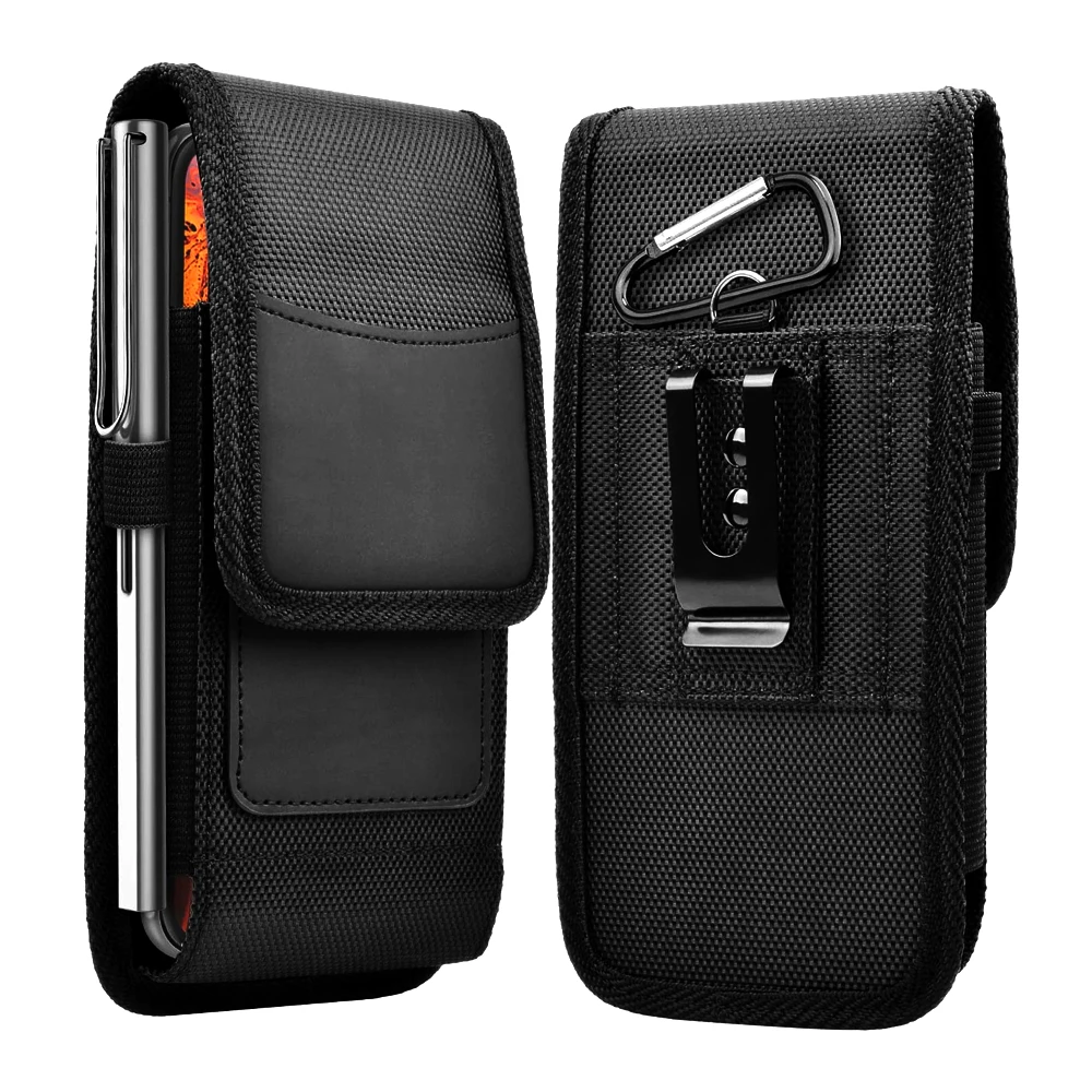 Vertical Nylon Cell Phone Belt Clip Holster Pouch Buckle Wallet Card Holder Case Cover For iPhone Samsung Xiaomi Phone Waist Bag