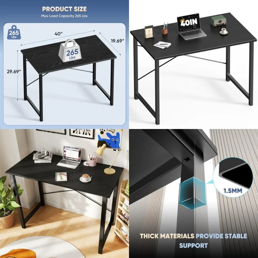 

40 Inch Office Small Computer Desk Modern Simple Style Writing Study Work Table for Home Bedroom
