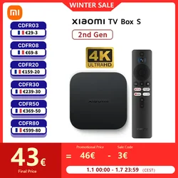 Xiaomi-Dispositivo de TV inteligente Mi Box S de 2ª generación, reproductor multimedia 4K Ultra HD, BT5.2, 2GB, 8GB, Android, asistente de Google TV