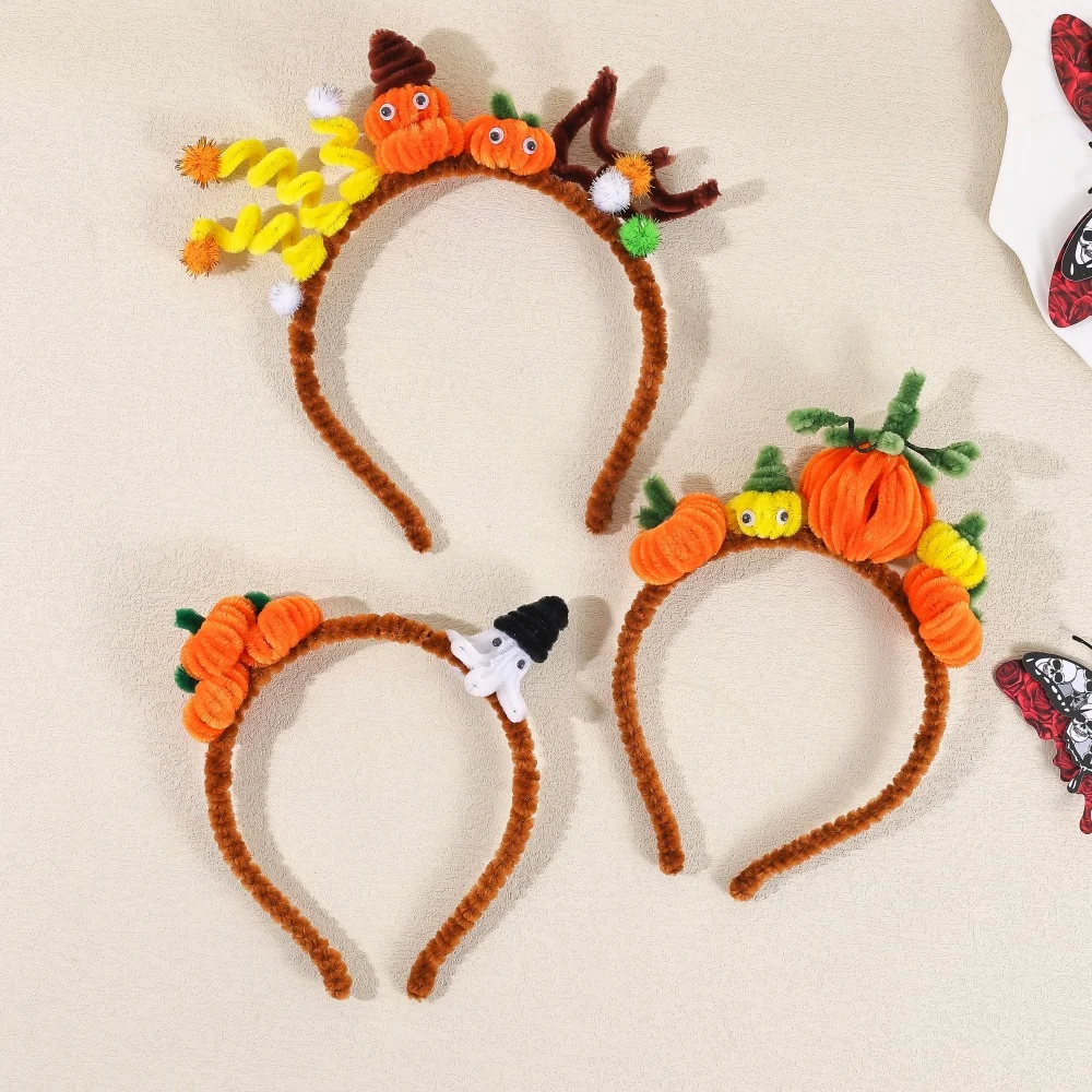 Cartoon Halloween Children's Headband for Girls Pumpkin Ghost Bat Spider Hair Bands Kids Costume Accessories Theme Party Wear
