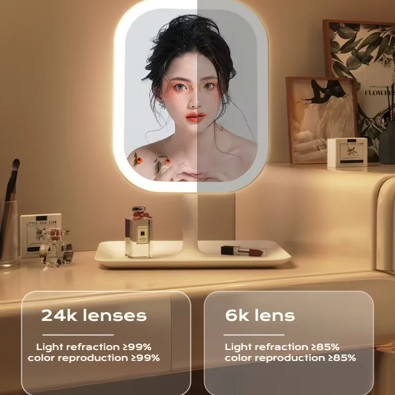 مرآة مكياج المشاهير على الإنترنت LED للمنزل الجديد مع ضوء، مرآة مكياج محمولة لسطح المكتب في سكن الطلاب #6