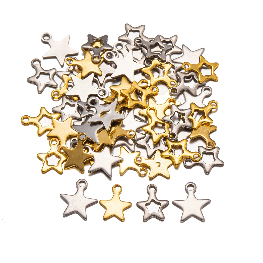 20pcs Stainless Steel Small Star Pendants Flat Charms for DIY Handmade Necklaces Bracelets Jewelry Making Supplies End Tail