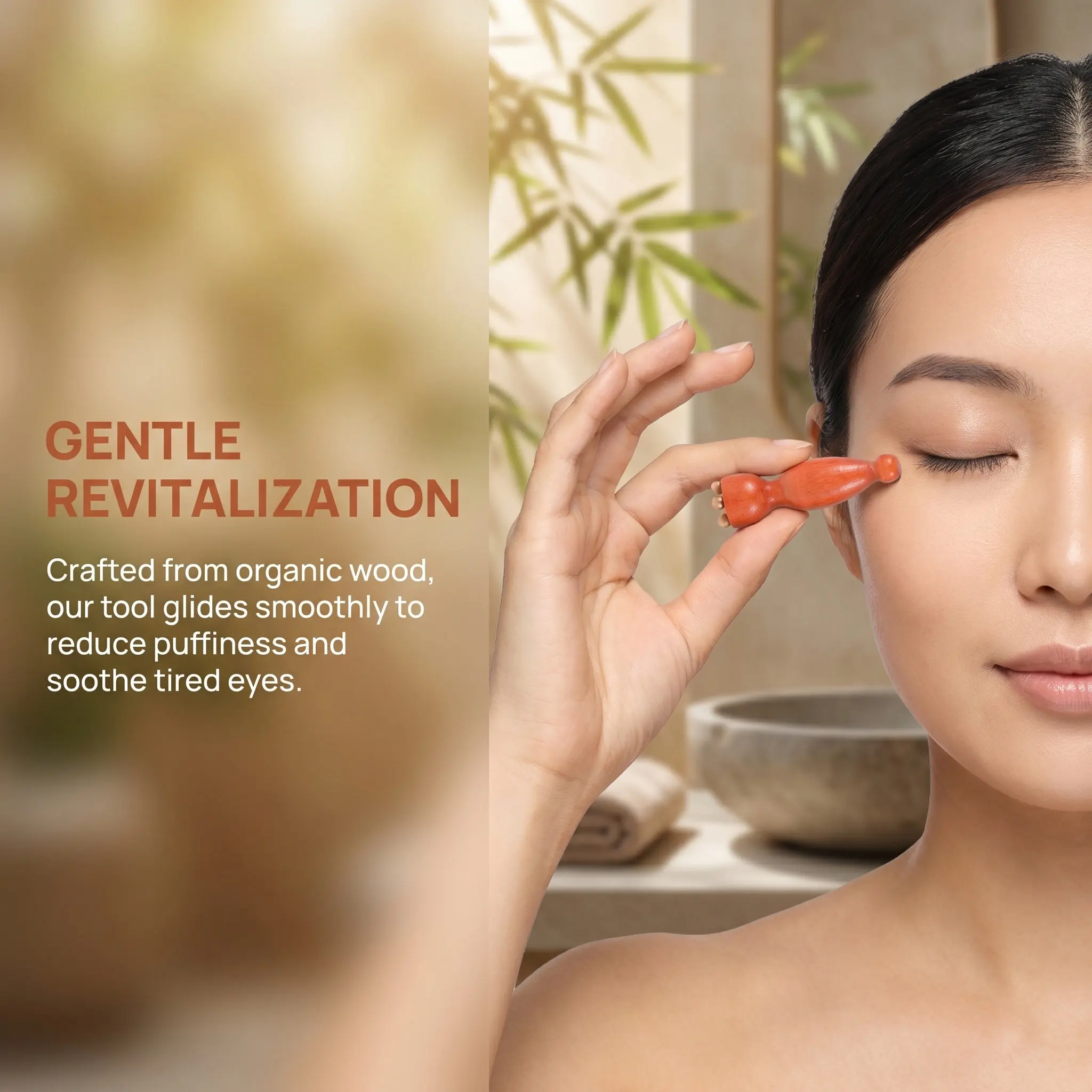 6 rouleaux de massage oculaire en bois, de forme lotus, pour sculpter le visage, outil de massage manuel portable pour crème contour des yeux
