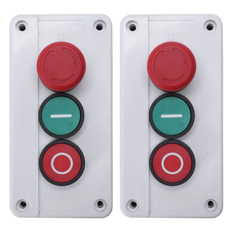 2X NC Emergency Stop NO Red Green Momentary Push Button Switch Station 600V 10A