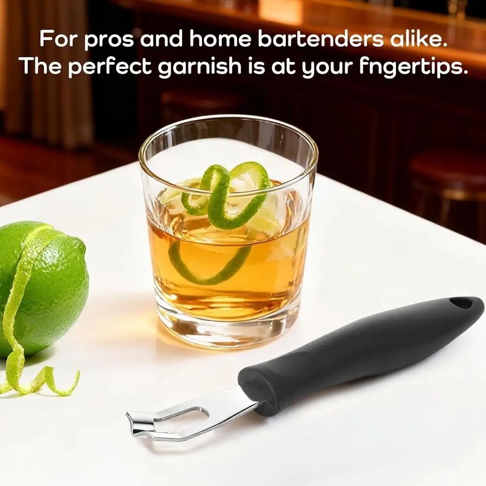 Triangular Stainless Steel Lemon Peeler Zester Garnish Tool for Cocktails and Mixology