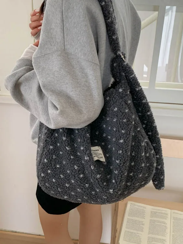 

Корейская сумка-тоут в горошек для женщин, повседневная, для поездок на работу, вместительная, квадратная, через плечо, кроссбоди