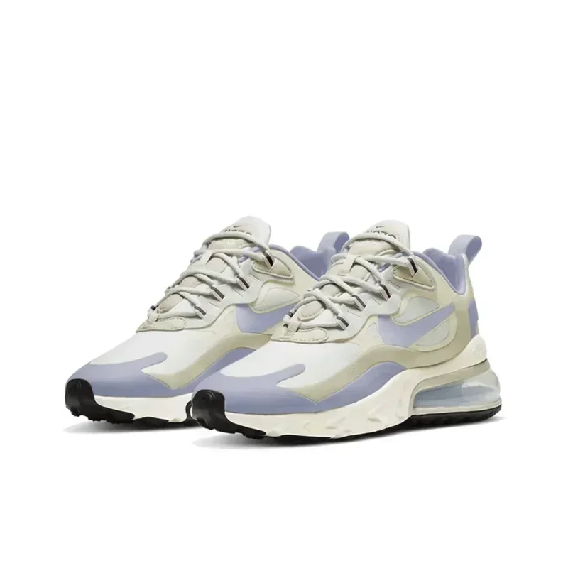 Nike Air Max 270 React Beige Blue Anti-Slip Air Cushion Against Impact Women Running รองเท้ารองเท้าผ้าใบลําลอง CT1287-100