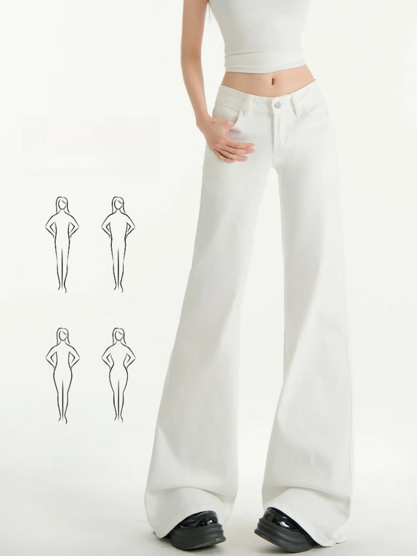 Lage taille Bell Bot Jeans Dames Zomer Dunne nieuwe Amerikaanse Sle Losse kleine maat Niet-bijpassende legging Casual katoenen denim