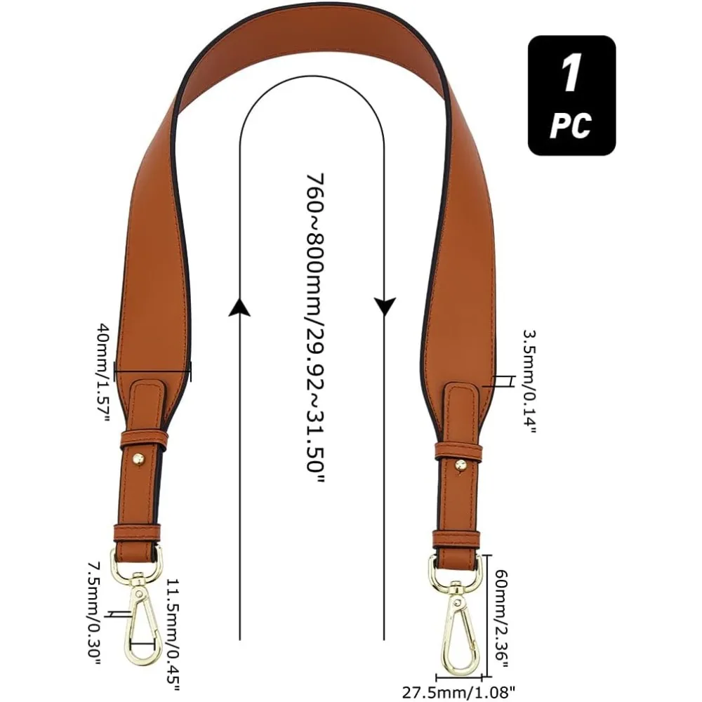 Wide Purse Shoulder Strap Replacement, 31.5 Inch PU Leather Handbag Strap Clutch Bag Handles Shoulder Bag Strap with Alloy
