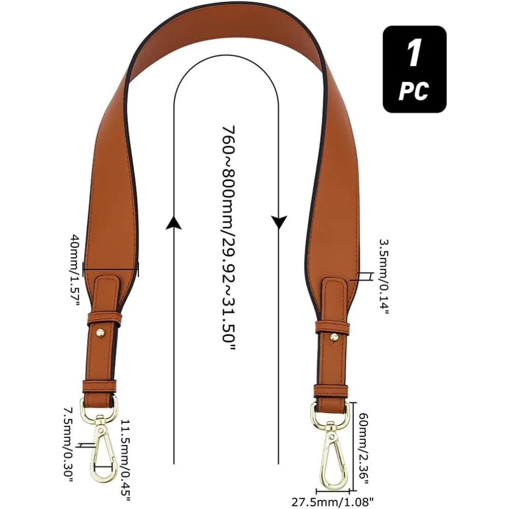 와이드 지갑 숄더 스트랩 교체, 31.5 인치 PU 가죽 핸드백 스트랩 클러치 백 핸들, 합금 숄더백 스트랩