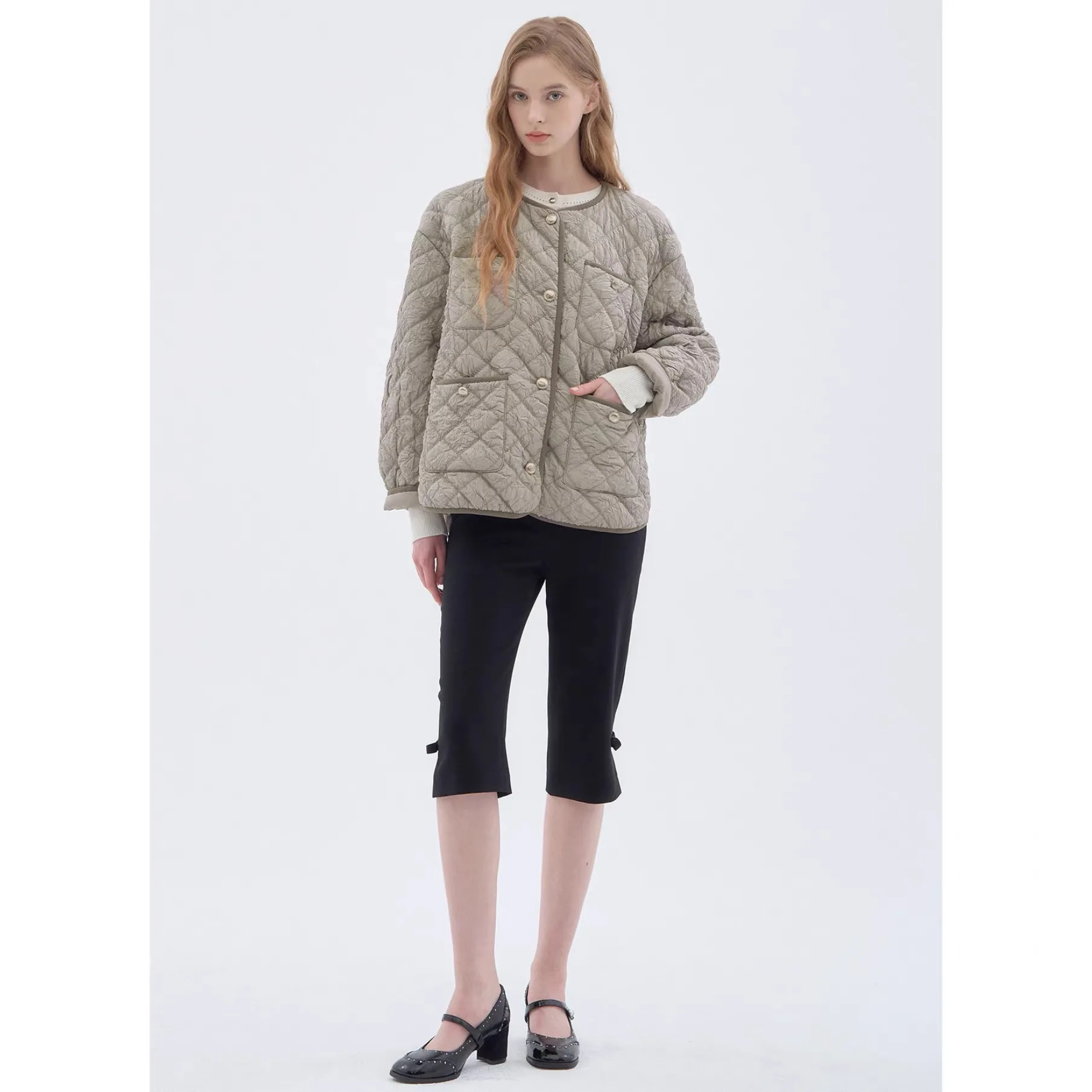 

Lemon Cheese 02nd25 Autumn Anti-Aging Versatile round Ne Loose Slimming ort Cotton Jaet Commute Sle Long Sve Pure ...