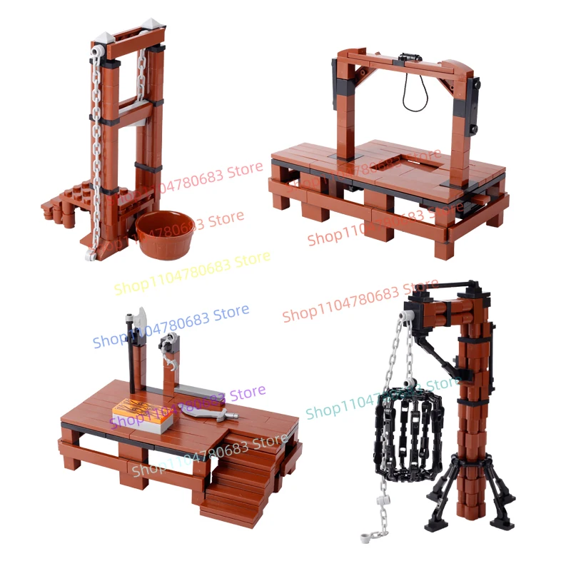 MOC Building Blocks Architettura antica Gabbia a ghigliottina Modello di assemblaggio Pezzo di visualizzazione Giocattolo educativo per cartoni animati Regalo da collezione
