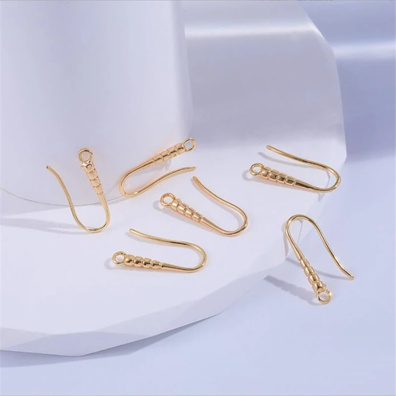 10Pcs/Lot New 18K Gold Plated Glossy Bamboo Joints Ear Hooks Charm Connectors Diy Earrings Ornament Jewelry Findings Accessories