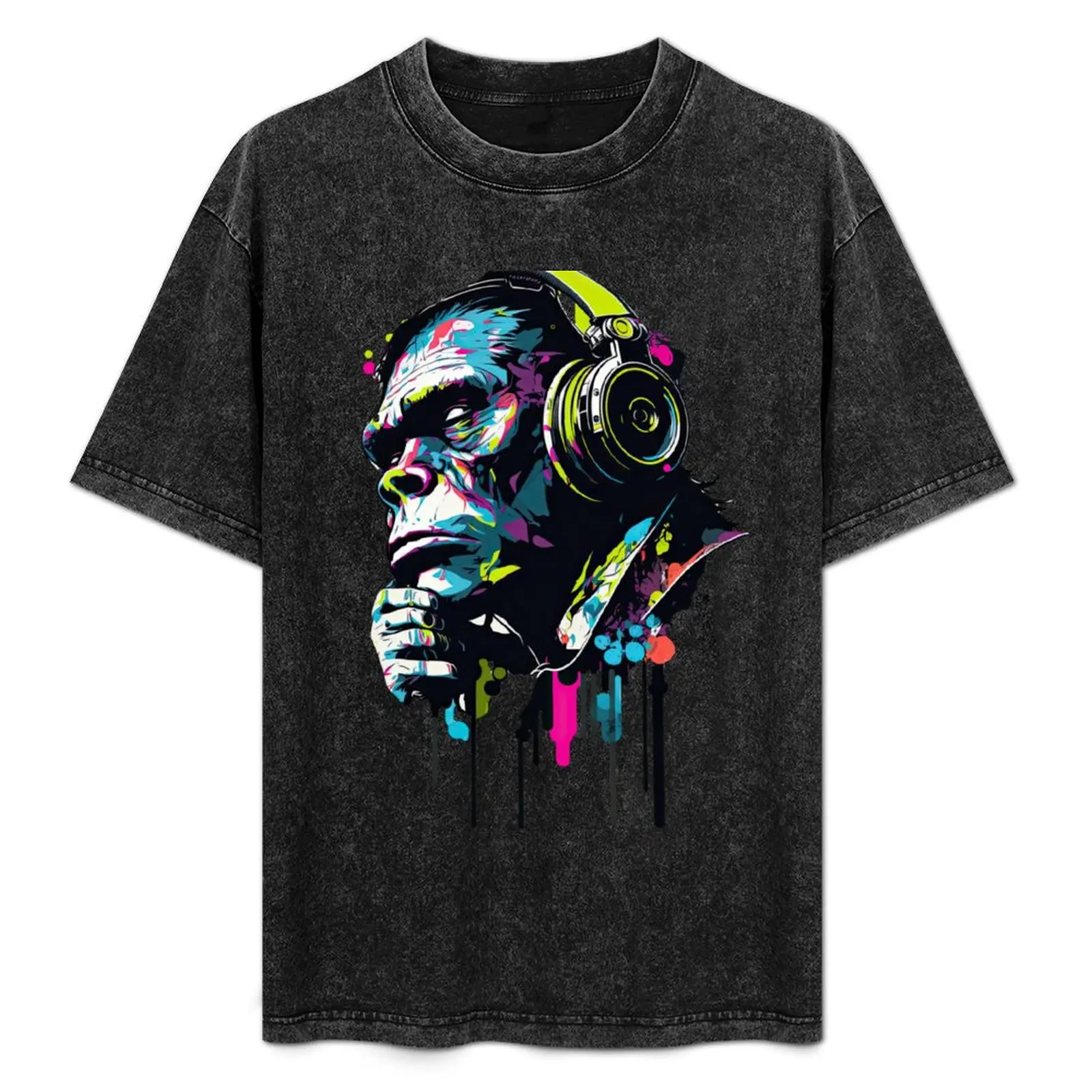 Monkey Thinker Music Lover art T-Shirt plus size tops tees sublime men t shirt