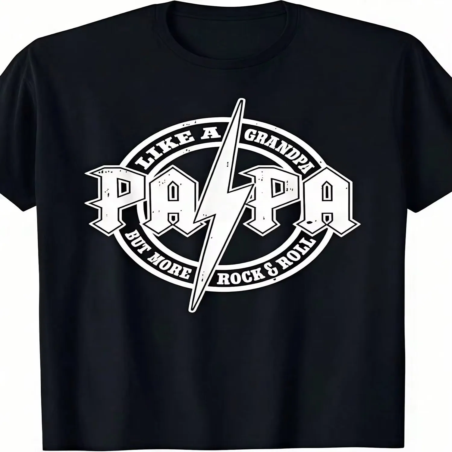 Women Men's Summer Outfits, Like A Grandpa But More Rock And Roll Papa Lightning Bolt Graphic Tee, Funny Vintage T-Shirt, Loose And Breathable lightweight tshirt, unisex t-shirt