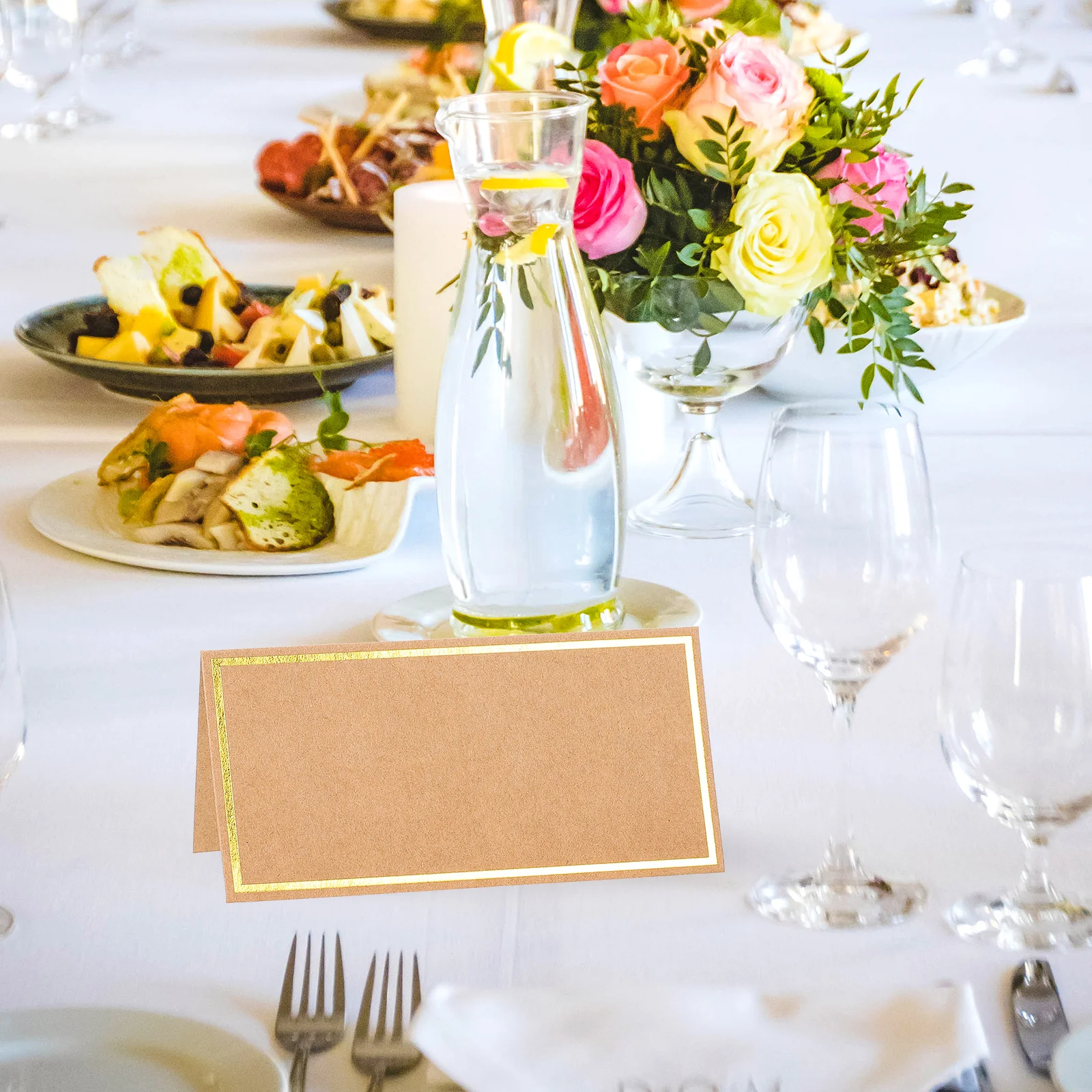 

50pcs Gold Foil Place Cards Blank Reserved Table Signs For Wedding Banquet Party Seat Name Cards Guest Table Number Holders