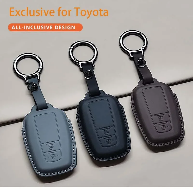 Car Remote Key Case Cover for Toyota Corolla CHR Hilux Fortuner Land Cruiser 200 Camry Crown RAV4 Highland Yaris PU Leather Fob