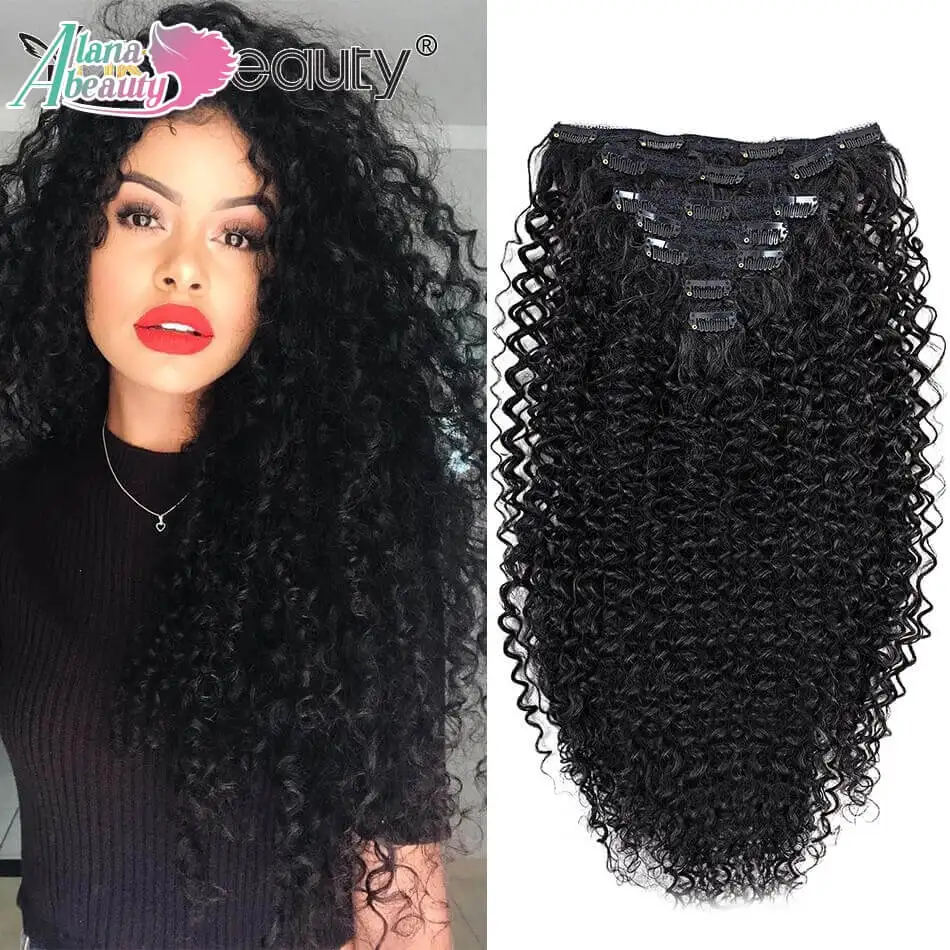 Synthetic Kinky Curly Clip in Hair Extension 26inch 7PCS/Set Double Weft Japanese Heat Resistance Fiber Hair Extension
