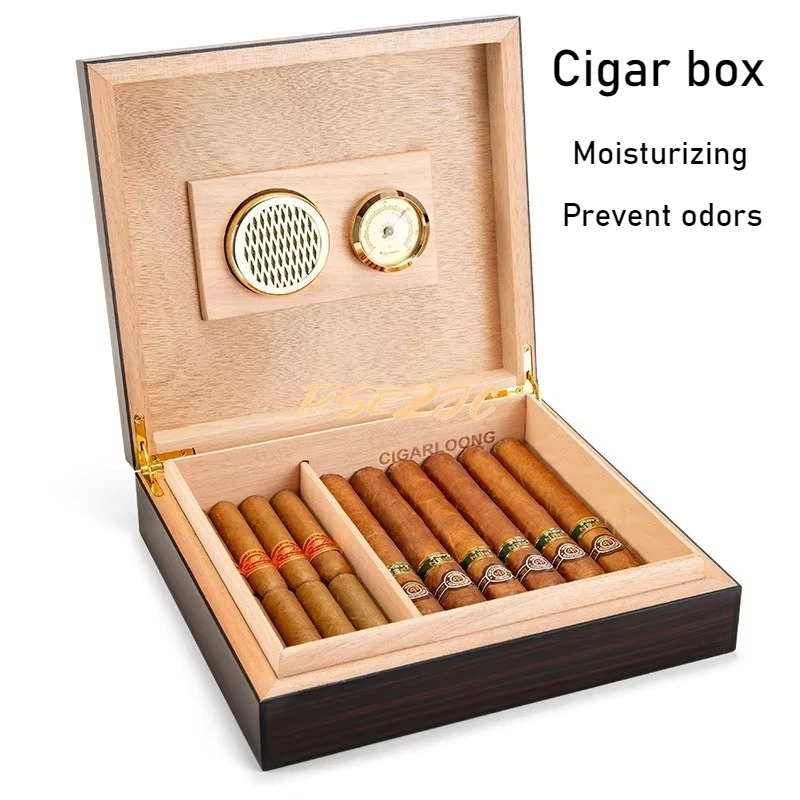 Simple and Portable High-capacity Cedar Wood Cigar Box Sealed Cigar Travel Moisturizing Prevent Odors