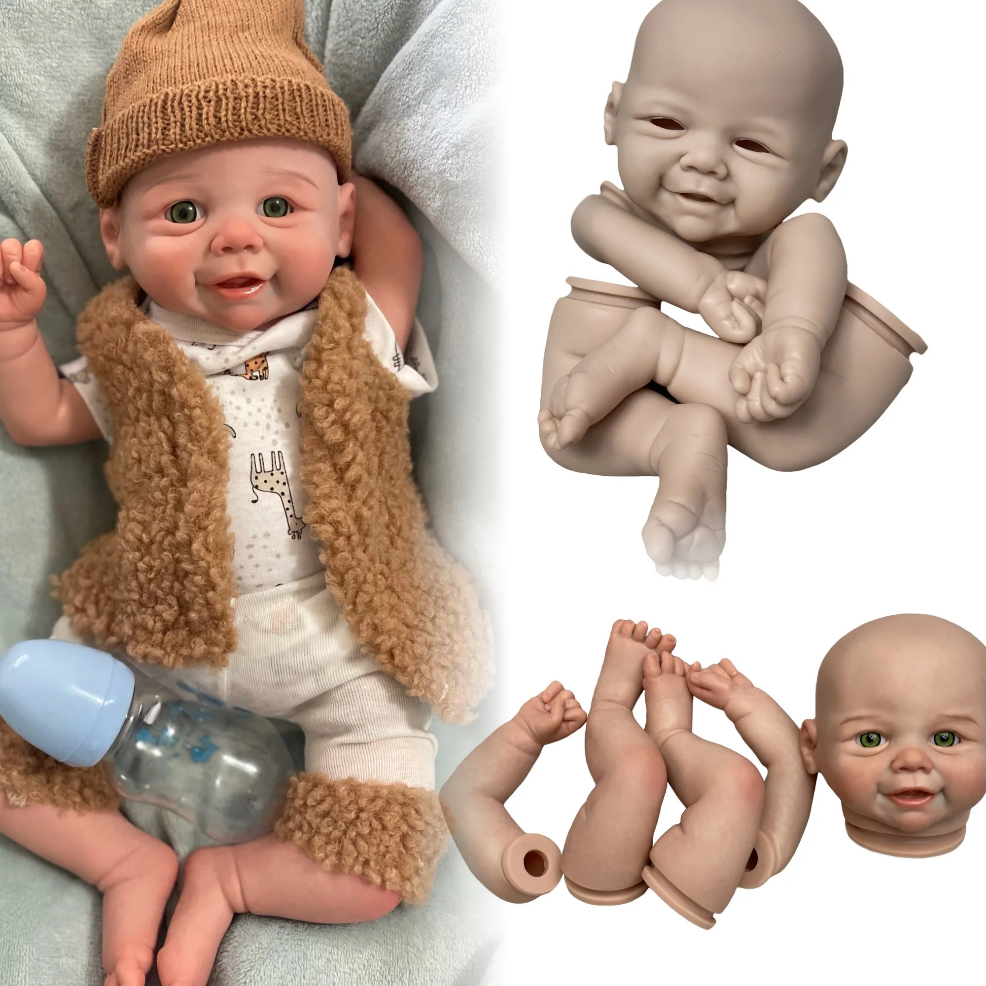 18 Inch Bebe Reborn Kit Vivienne Realistic Painted/Unpainted Handmade DIY Smile Reborn Doll Kit Reborn Sin Pintar