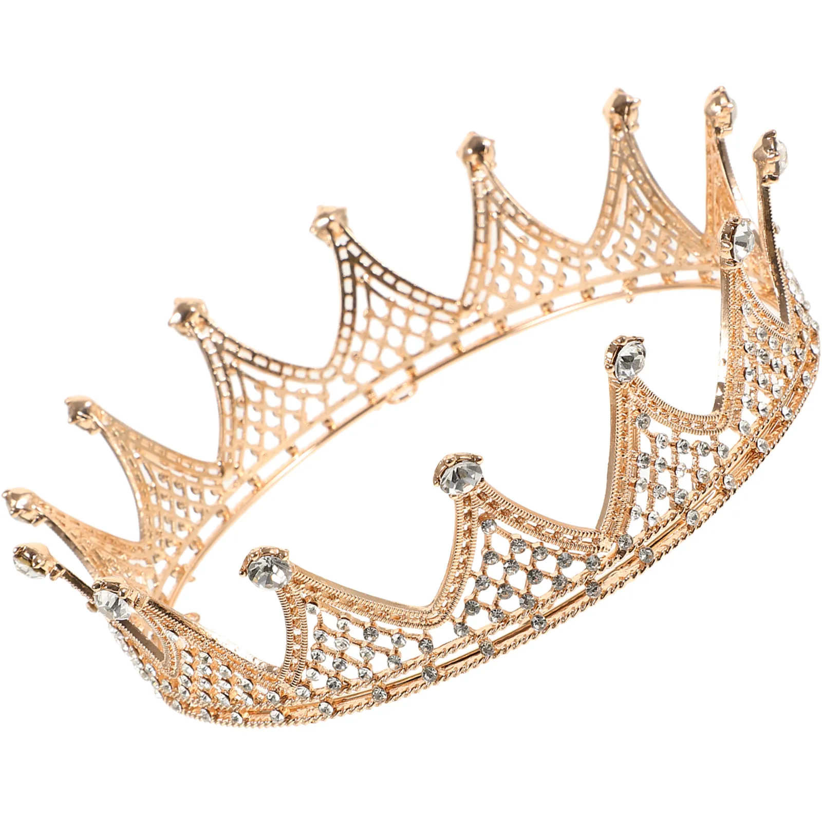 

1Pcs Baroque Crown Rhinestone Round Tiara for Women Wedding Hair Accessory Elegant Vintage Headwear Bridal Jewelry Golden
