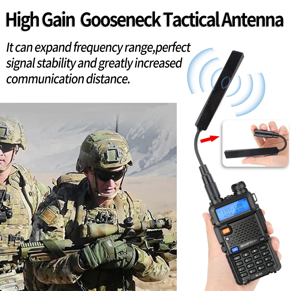 ABBREE AR-188 Gooseneck Tactical Antenna SMA-Female VHF UHF for Baofeng UV-5R 5RH 21 PRO QUANSHEGN UV-K6 K5 Walkie Talkie