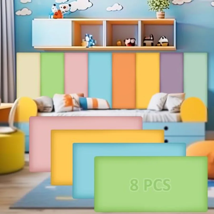 

Pack Wall Padding for Playroom Peel and Stick Headboard 3D Anti Collision Upholstered Wall Panels Self Adhesive Headboard Panel