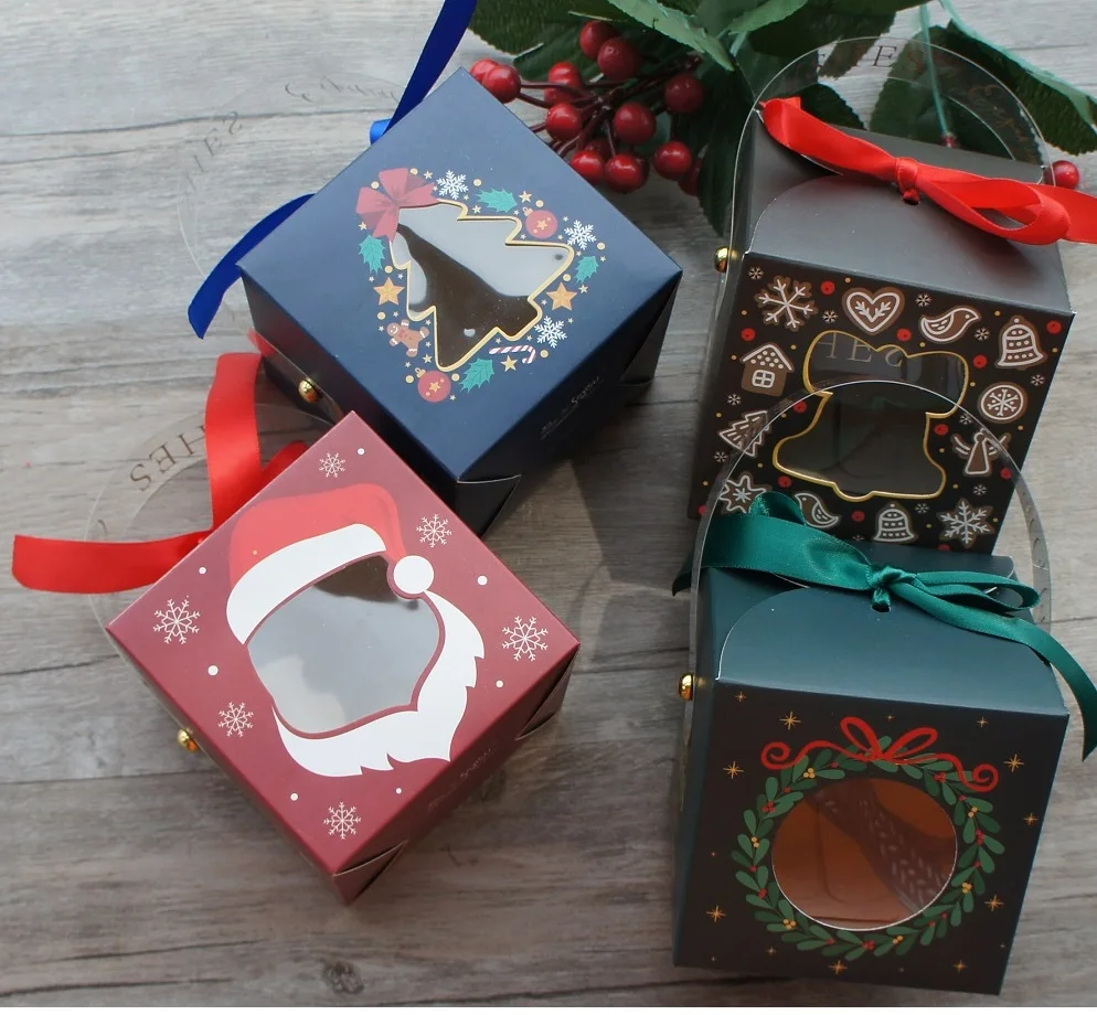 12 Stück Weihnachts-Papierbox mit Fenstergriff, Pralinenschachtel, Seife, Kerze, Kekse, Süßigkeiten, kleine Geschenkverpackung, Partygeschenke, Dekor – Detail 2