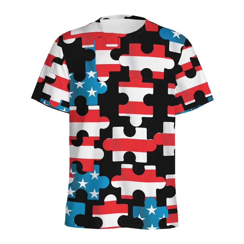 Retro Building Block 3D Printed Men's Shirts Jigsaw Puzzle Games Pattern T-Shirt Y2k Tee Shirts Kids Tshirt Women Y2k t-shirts