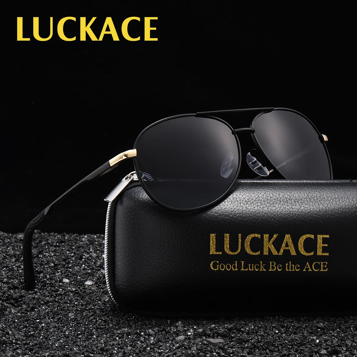 

LUCKC Men's Polarized Sunglasses Metal Pilot Frame Gradient Lens UV400 Anti UV Reducing Glitter Polarized Sunglasses