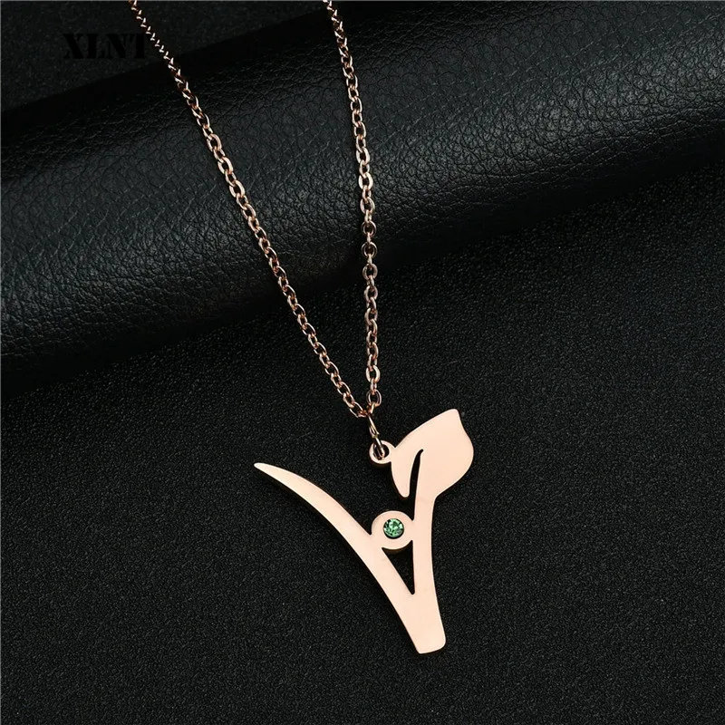 XLNT Vegan Stainless Steel Necklace Vegetarian Symbol Necklace Pendant Gift for Vegetarian Vegetarian Jewelry