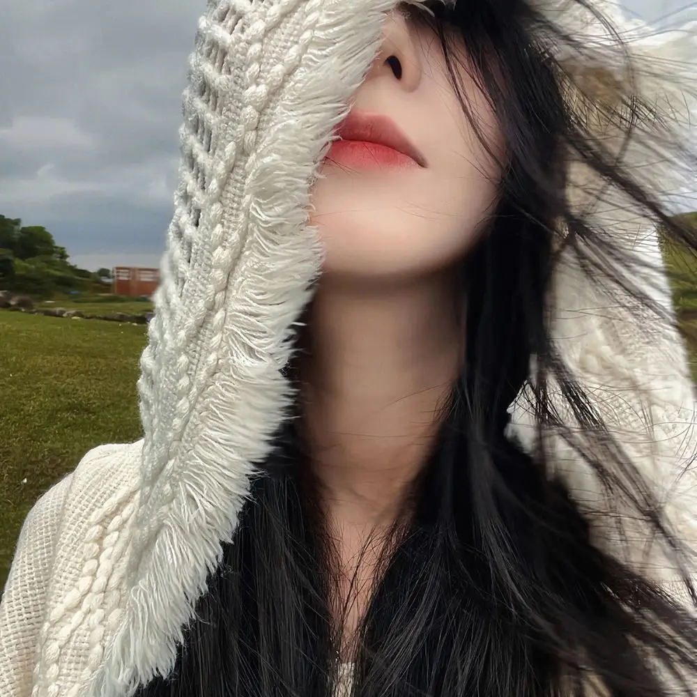 

Warm Tassel Knitted Hoodie Shawl Wrap Large Scarves Women Cloak Scarf Accessories Crochet Top Evening Capes Travel