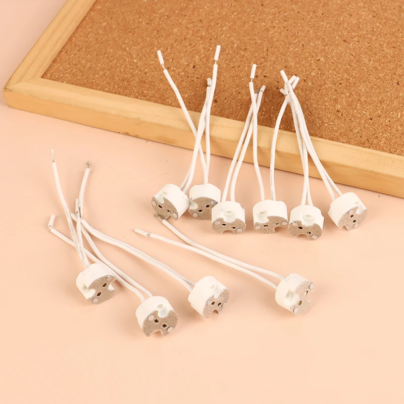 10 ชิ้น MR16 G5.3 ฐานโคมไฟสายเชื่อมต่อโคมไฟซ็อกเก็ตเซรามิค MR16 โคมไฟ Fix 10 เซนติเมตรสายซิลิโคน
