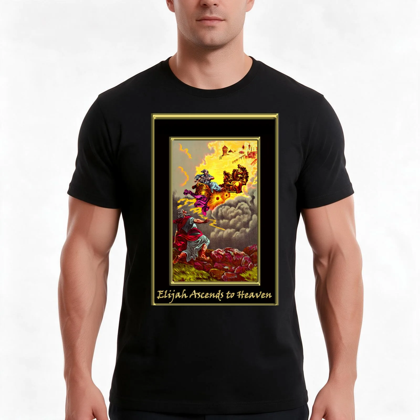 Elijah Ascends to Heaven T-Shirt, Summer Casual Cotton Tee, Oversized Streetwear Tops, Vintage Graphic Print, Unisex Men Women