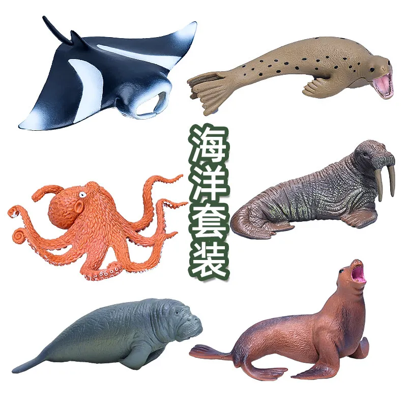 Simulatie Polar Animal Model Kinderen Educatief Verlichting Nepbont Wildlife Insect Marine Octopus Bee Poppen 6 stk/partij