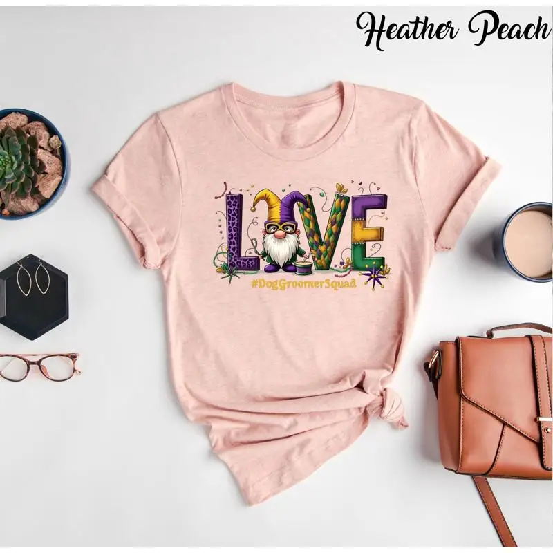 

Футболка LOVE Dog Groomer Squad Mardi Gras Leopard Gnome Parades Funny Parade Fun для жениха