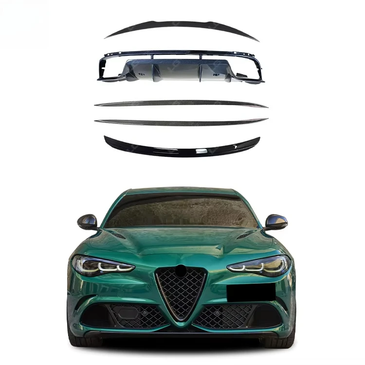 Good Auto Parts  for  Giulia Upgrade Carbon Fiber Body Kit Front Lip Rear Diffuser Side Skirts Spoiler