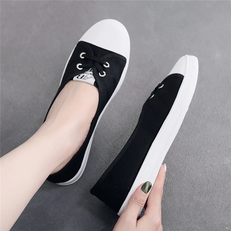 Internet Celebrity White Shoes Women Spring Pumps Summer Breathable Canvas Shoes Versatile Shoes Women Trendy Shoe