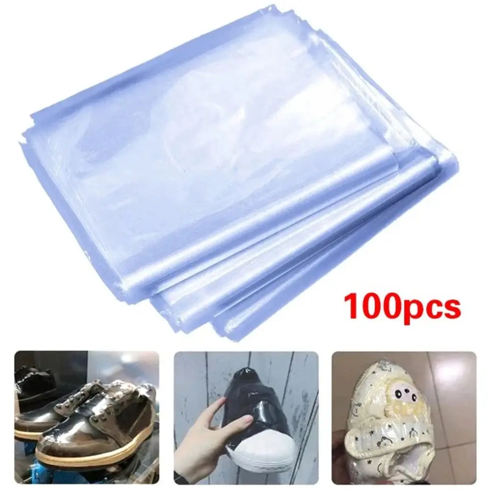 100PCS Clear Membrane PVC Heat Shrink Bag Dustproof Anti-oxidation Transparent Plastic Bag Waterproof Blue Storage Bags Grocery
