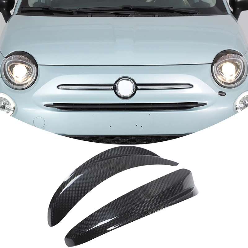 

For Fiat 500 2016-2026+ Real carbon fiber Car headlight eyebrow trim strip sticker car exterior protection accessories