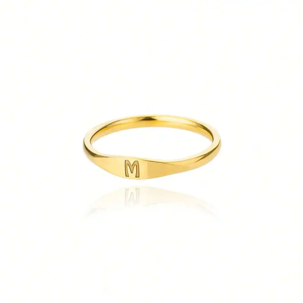 Tiny Initial Letter Rings For Women Fashion A-Z Letter Finger Stainless Steel Ring Aesthetic Wedding Jewelry Gift