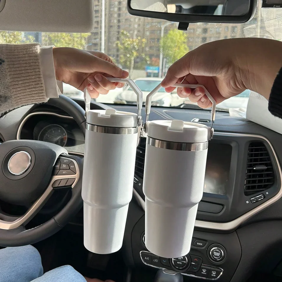 

1pc Tumbler with Handle and Straw Lid, Leakproof Tumbler Vacuum Insulated Water Bottle for Home, Office or Car, Reusable Cup