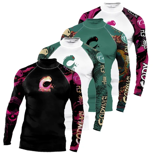 Pareja de alta elasticidad UPF 50+ manga larga protector contra sarpullidos hombres camisa de Surf de secado rápido protección solar traje de baño para nadar deportes de playa