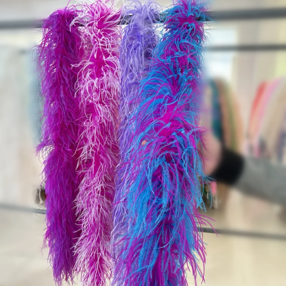 New Colorful Ostrich Feather Boa 6PLY Decorative feather Trim Scarf Plume Shawl For Wedding Dress Clothes Sewing