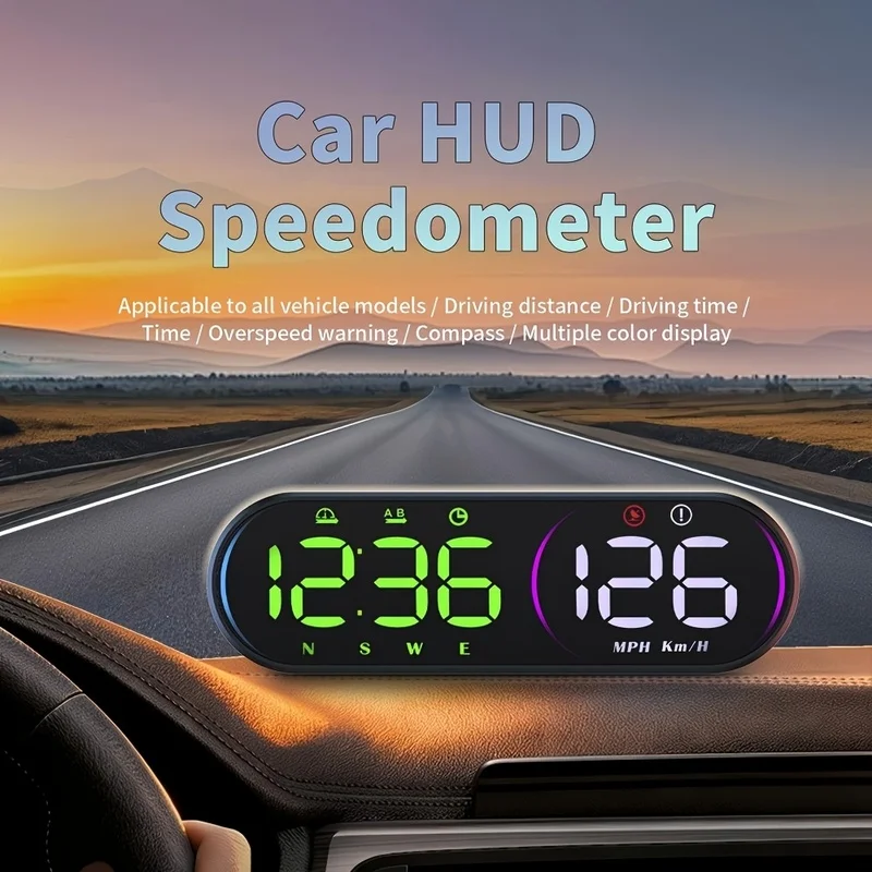 CarHUDDashboard，Car head-mounted display，Display real-time speed、Time、Mileage、Travel time、Driving direction and steering angle，E