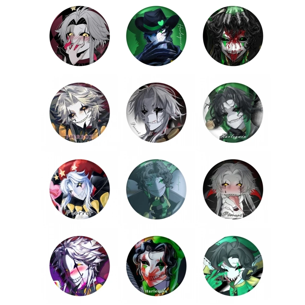 

58mm Anime The Freak Circus Harlequin Pierrot Cosplay Costumes SPTE Tin Plated Pin Badge Accessories Pendant Prop