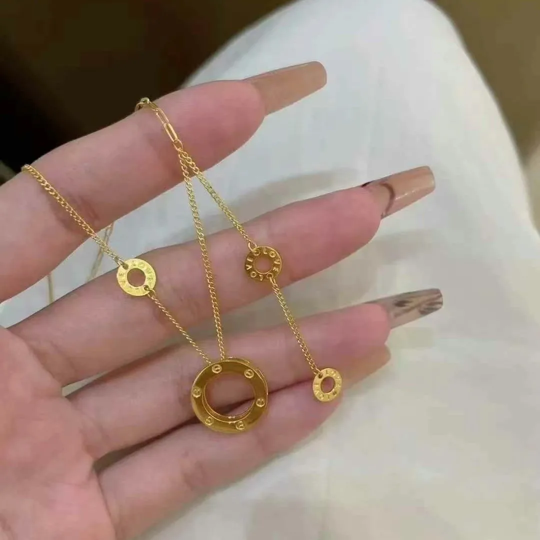 جولة مهدب 9999 24K عقد ذهب حقيقي للنساء تصميم المتخصصة مجوهرات بسيطة وشخصية نمط جديد
