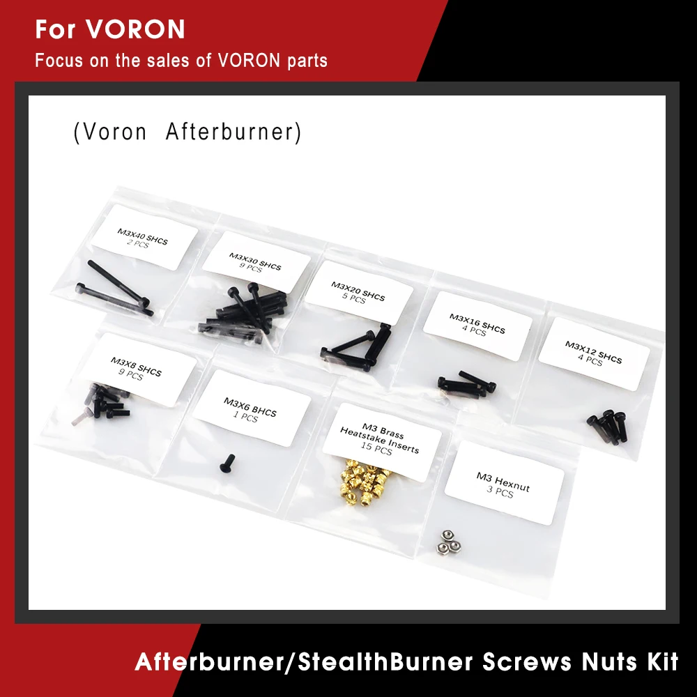 Voron 3D Printer Upgrade Afterburner/StealthBurner DIY Project Fasteners Screws Nuts Full Kit