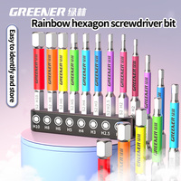 GREENERY Rainbow Hex Head Allen Wrench Drill Bits Set Metric Magnetic Screwdriver Bit Impact HexShank Adapter for Electric Drill